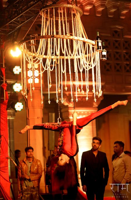 Acrobatic performance for guests