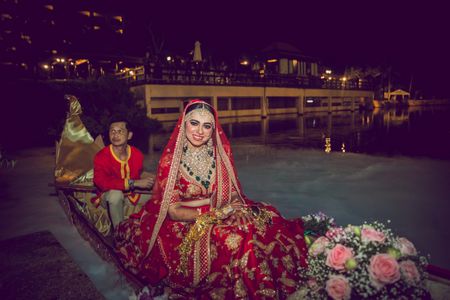 A gorgeous bride on a boat. 