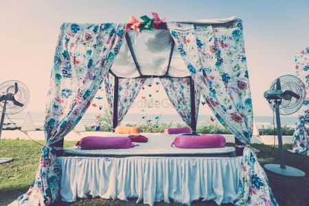 Photo of Floral printed draped seating