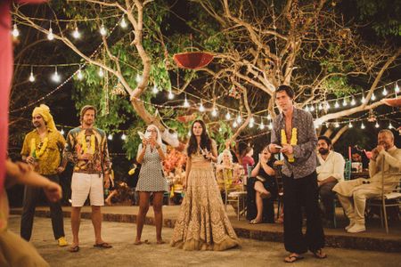 Bohemian outdoor Indian wedding with fairylights