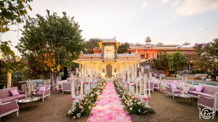 Photo of floral entrance decor at royal venue