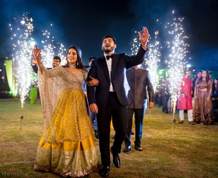 Photo of sangeet couple entry idea with cold pyros