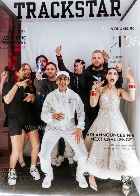Fun photobooth shot of the bride and groom with their friends at the after party