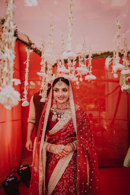 Bride in a red saree