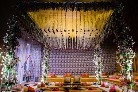 simple mandap with floral strings 