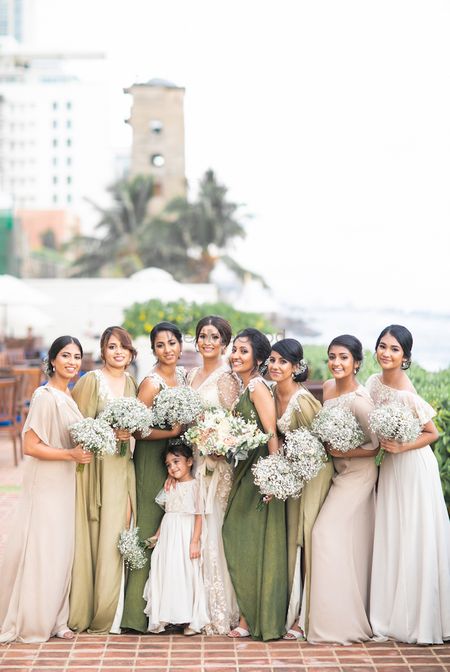 Cute bridesmaid photo with matching babys breath bouquet