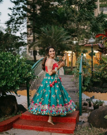 summer mehendi outfit for brides-to-be 