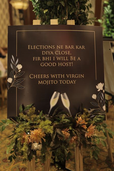 funny hinglish signages at bar for engagement ceremony