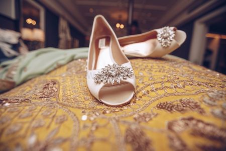 Off white embellished bridal shoes