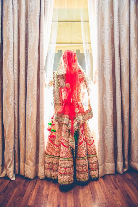 Photo of heavy red bridal lehenga