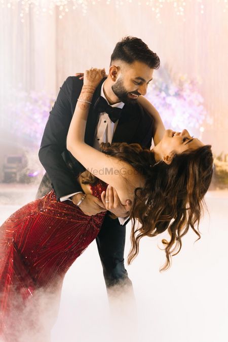 Dancing couple shot on their reception