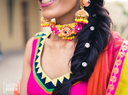 Fishtail braid for mehendi with pearls 