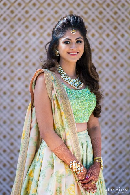 Light Green Outfits Photo floral lehenga