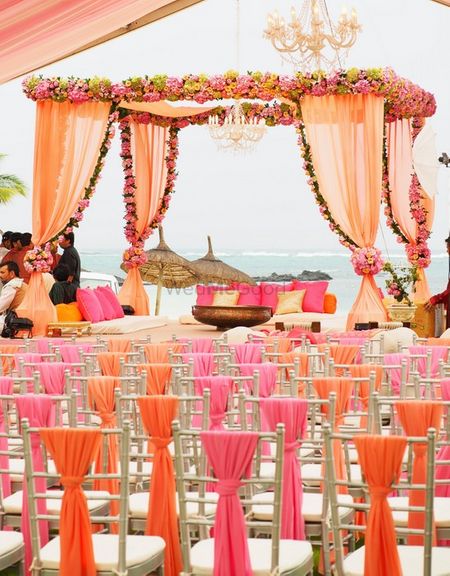 Photo of peach wedding mandap