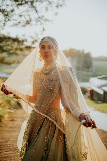 Photo of bride with veil