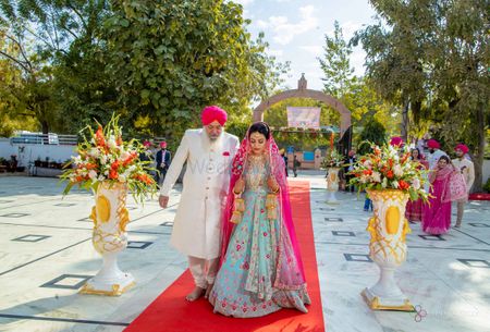 bridal entry idea for sikh bride with her father or grandfather