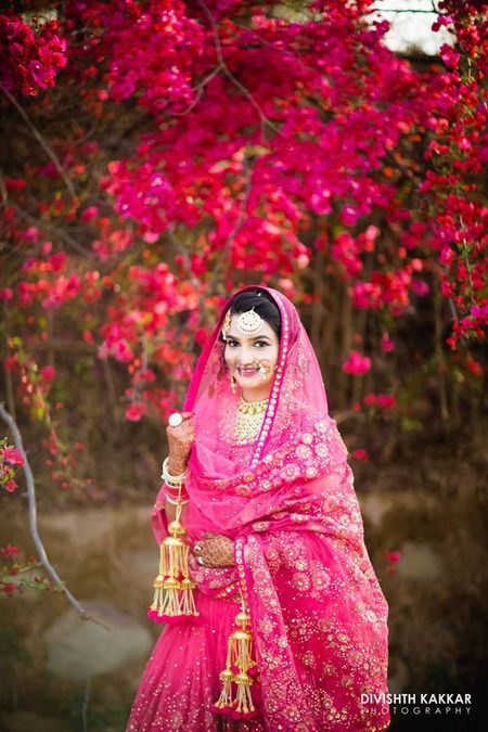 Sikh bride in hot pink