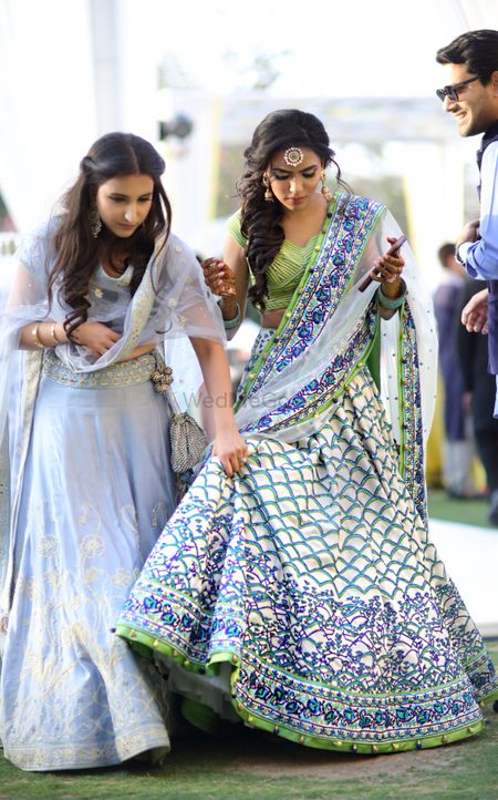 Photo of Beautiful green and blue mehendi lehenga