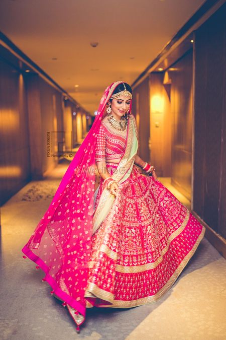 Bright pink and mint lehenga by Anita Dongre 