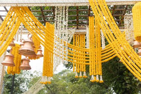 A simple marigold floral decor at a wedding function