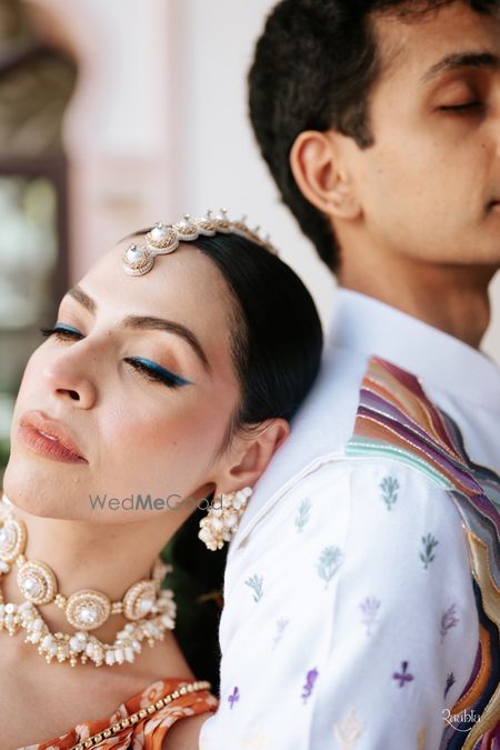 Photo of Super fun blue winged eyeliner look for the bride for her mehendi