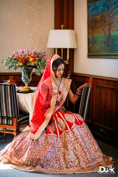 Photo of Red Sabyasachi bridal lehenga