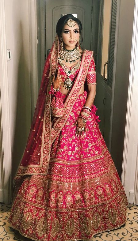 Stunning hot pink lehenga for an Indian bride 