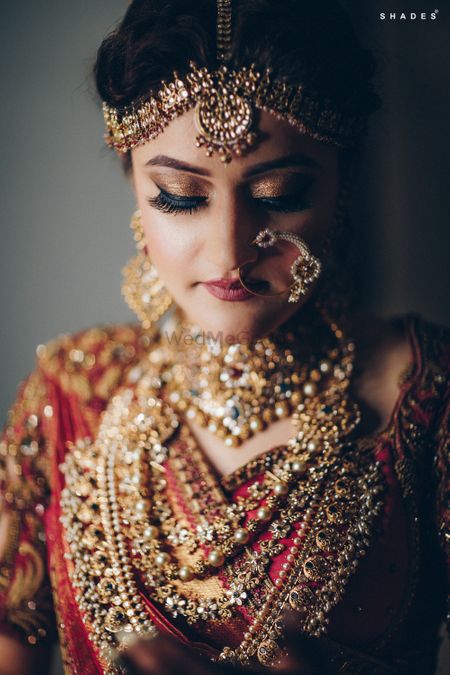 A south Indian bride in gold jewelry
