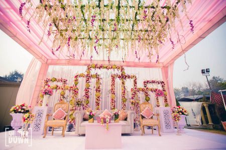 Fairytale wedding stage decor in pastels