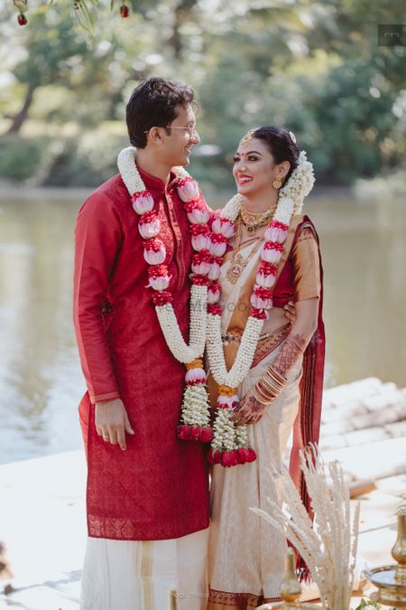 Photo of wedding day south indian couple shot