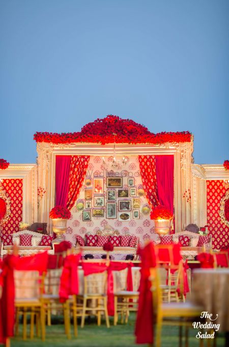 Unique wedding decor with red and gold theme 