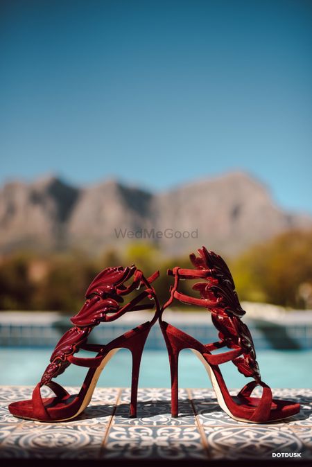 Trendy maroon bridal shoes 