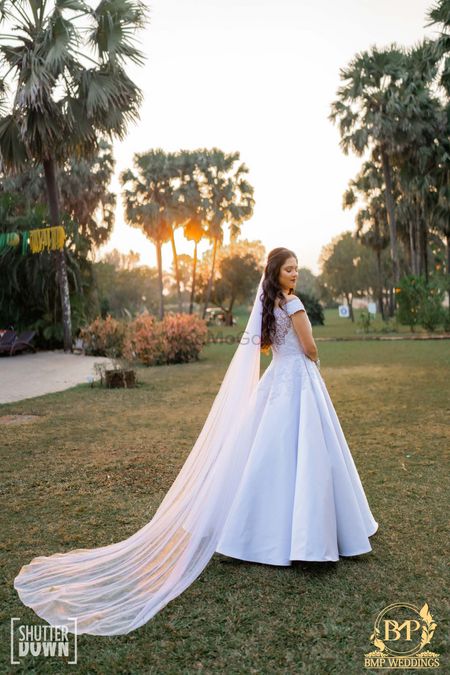 Photo of white christian bridal gown with veil