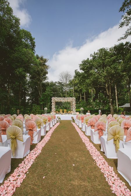 Photo of Pink and gold mandap for wedding