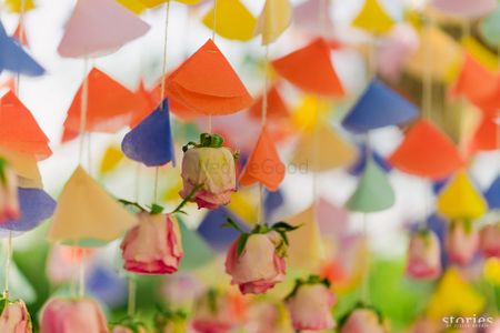 Photo of Quirky wedding decor with paper strings