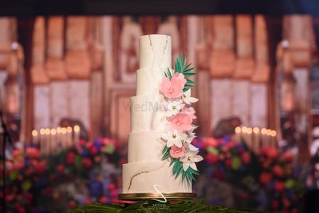 simple 4 tier floral wedding cake 