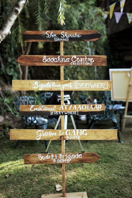 Personalized wooden signages for the entrance.