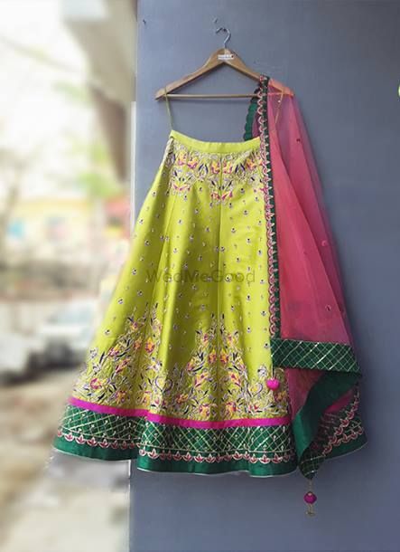 Dark Green Net & Silk Satin Lehenga With Heavy Embroidery & Stone Work  Embellished – Maharani