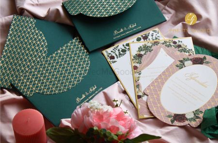 dark green modern wedding invitations