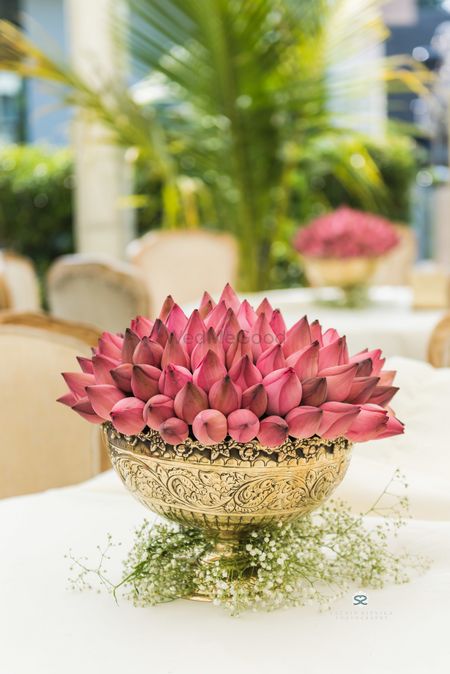 Lotus floral arrangement centrepiece 