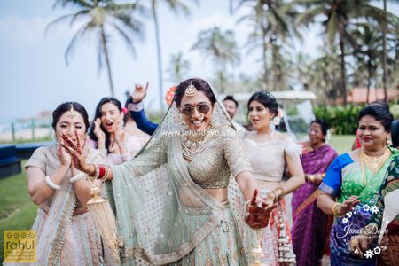 A bride dancing in her own baraat 