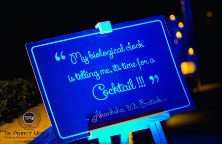 Bar message board for cocktail