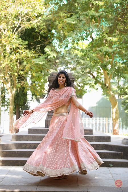 Photo of Blush Pink Light Lehenga with Silver Sequin Work