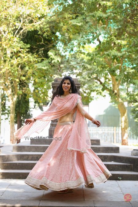 Blush Pink Light Lehenga with Silver Sequin Work