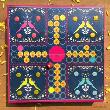 Interactive ludo wedding card in blue