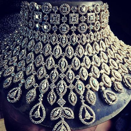 Photo of diamond studded statement choker necklace