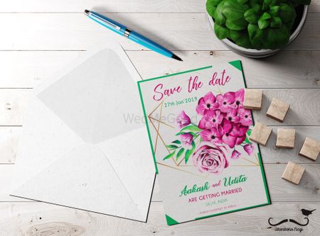 Floral modern save the date card 