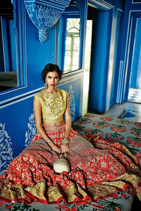 Photo of Anita Dongre red gota patti bridal lehenga