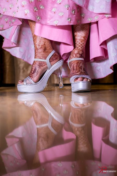 Silver bridal shoes with transparent heels 