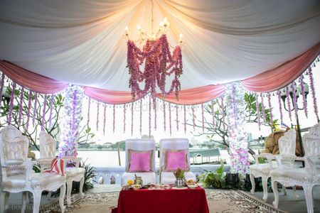 Bride and groom seat in Mandap